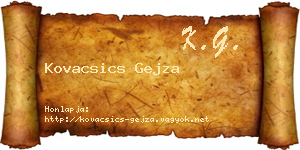 Kovacsics Gejza névjegykártya